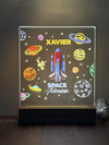 a light up box with a picture of a space shuttle on it