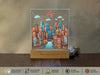 a glass block with a picture of a city on it