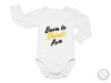 a baby bodysuit that says born to shine ava