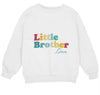 a white sweatshirt with the words little brother written on it