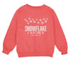 a red sweatshirt with snowflake catches for david on it