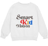 a white sweatshirt with the words smart kid mason printed on it