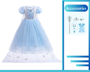 Elsa Frozen Prinzessin inspiriert Mädchen Cosplay Kostüm Kleid