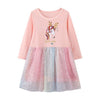 Robe à manches longues en coton à thème Spearkly Unicorn Believe en rose