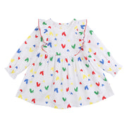 SkipStars Girls Colourful Hearts Print Full Sleeve Dress