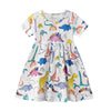 Robe tutu d'été à manches courtes pour filles à motif dinosaure et arc-en-ciel