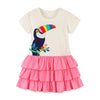 Tucan besticktes Kurzarm-Sommer-Tutu-Kleid für Mädchen