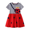 Ladybug Design Short Sleeve Girls Summer Tutu Dress